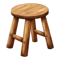 Simple wooden stool on a plain backdrop isolated transparent png
