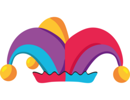 A colorful jester hat on a black background png