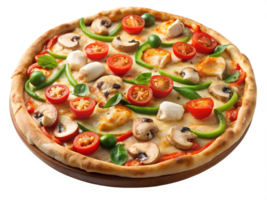 Fresh vegetable pizza topped with herbs and cheese transparent png