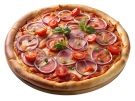 Fresh pizza on a wooden table transparent png
