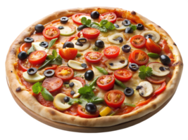 Veggie pizza with herbs and toppings transparent png