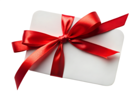 Gift card with red ribbon on white transparent png