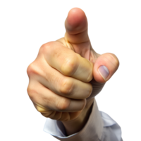 A person pointing assertively with a finger transparent png