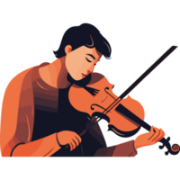 A man playing the violin on a black background png