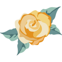 A yellow rose with leaves on a black background png