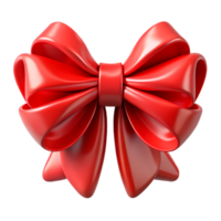 red bow with ribbon tails, 3D icon png