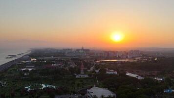Breathtaking and Stunning Sunset Over a Beautiful Urban Landscape Peaceful River video