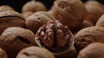 Closeup of walnut nut food, walnuts nut video