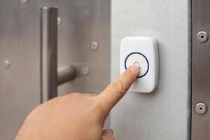 Modern Door with Wireless Doorbell and Metal Handle photo