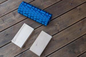 Foam Roller and Wooden Blocks on Deck photo