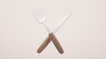 Loop animation of cartoon style knife and fork, 3d rendering. video