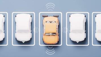 The car is parking automatically in a parking lot, 3d rendering. video