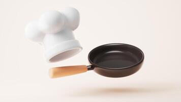 Loop animation of cartoon style chef hat and kitchen ware, 3d rendering. video