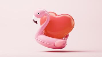 Loop animation of flamingo balloon swim ring with cartoon style, 3d rendering. video