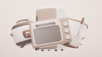 Loop animation of cartoon style kitchen appliance, 3d rendering. video