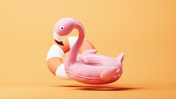 Loop animation of flamingo balloon swim ring, 3d rendering. video