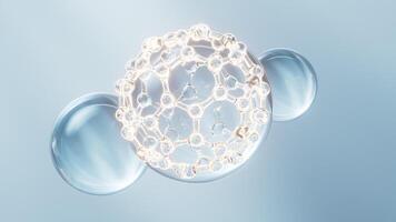 Molecule and water bubble, 3d rendering. video