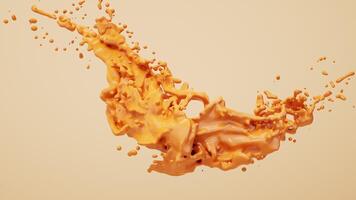 Flowing fluid with splashing shape background, 3d rendering. video