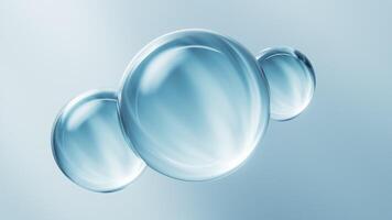 Transparent blue bubbles background, 3d rendering. video