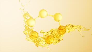 Molecule and flowing water liquid background, 3d rendering. video