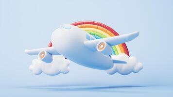 Loop animation of airplane with cartoon style, 3d rendering. video