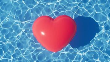 Loop animation of rippled water surface and heart balloon, 3d rendering. video