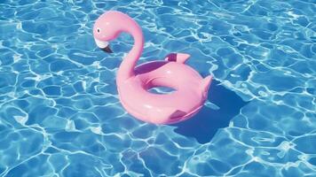 Loop animation of rippled water surface and floating flamingo, 3d rendering. video