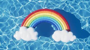 Loop animation of rippled water surface and floating rainbow, 3d rendering. video