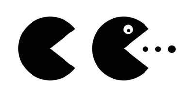 Pacman icon, Pacman game icon. Retro gaming symbols. Pacman bubble eating game vector