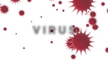 Virus warning animation. Red and white style video