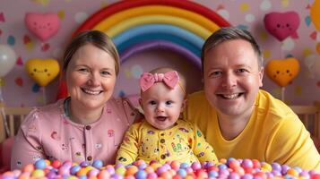 Fun, family home with love, support and laughing with parents and kid. photo
