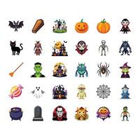 Creepy Halloween Elements on White Background vector