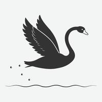 Majestic Black Swan Bird Flying Silhouette Elegant Wildlife Illustration vector