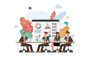 Business people meeting on the table with nature background vector