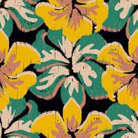 Ikat colorful abstract floral pattern. Ikat whimsical all over flowers seamless pattern. Watercolor ikat floral pattern use for fabric, textile, home decoration elements, upholstery, etc. vector