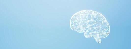 Human brain. Wireframe low poly style. Concept for medical, brain cancer, neural network. vector