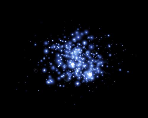 Blue magic sparks and dust stars. Blue glow flare light effect.