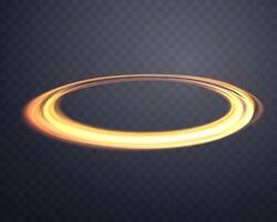 Orange magic ring with glowing. Neon realistic energy flare halo ring. Abstract light effect vector