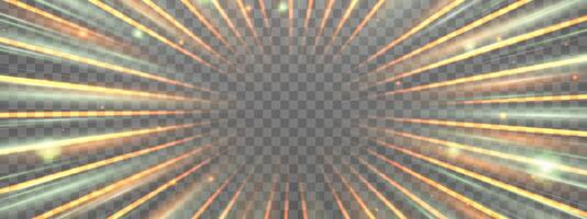 Radial speed rays, light neon flow, zoom in motion effect, green glow speed lines, colorful light trails, perspective stripes vector