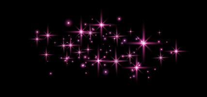 Pink glittering dots, particles, stars magic sparks. Glow flare light effect. Pink luminous points. vector
