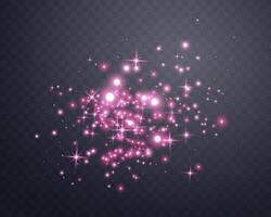Pink glittering dots, particles, stars magic sparks. Glow flare light effect. Pink luminous points. vector