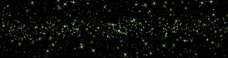 Green glittering dots, particles, stars magic sparks. Dust cloud flare light effect. Green luminous points with smoke. vector