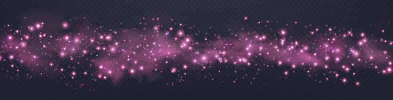 Pink glittering dots, particles, stars magic sparks. Glow flare light effect. Pink luminous points. vector