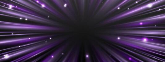 Radial speed rays, light neon flow, zoom in motion effect, purple glow speed lines, colorful light trails, perspective stripes. vector