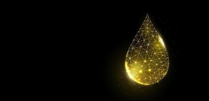 Oil droplet. Low poly style design. Futuristic modern abstract background. Wireframe drop light connection structure, polygonal graphic concept. vector