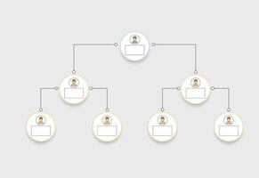 Organization Chart Infographics with People Icon and Abstract Line, Business Structure, Hierarchy of employees, org Illustration. vector