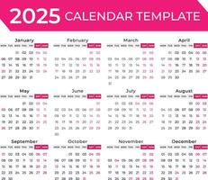 025 Calendar - Calendar 2025 - Calendar Design - 2025 - 2025 calendar design template vector