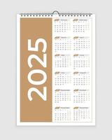 2025 wall calendar design template. modern and minimal style 2023 single-page wall calendar for the new year vector