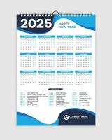 2025 Calendar - Wall calendar 2025 - one page calendar design - single page calendar - 12 months calendar design vector