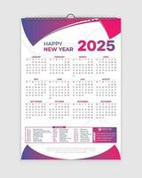 Calendar 2025 design template, wall calendar 2025 year, Week Starts on Monday, Set of 12 Months, Desk calendar, planner simple, poster, printing, advertisement, vertical page, gradient background vector